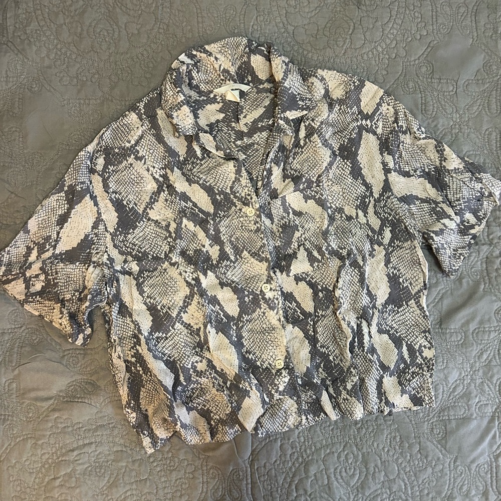 H&M Snakeskin Boxy Button Up